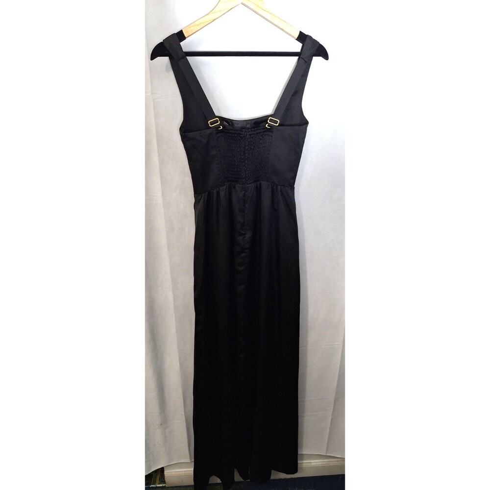 Show Me Your MuMu Nina Maxi Dress Sz Small Black Satin Elegant Wedding Formal - Picture 15 of 16